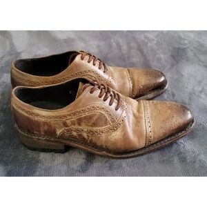 Freebird by Steven George Men's Brown Distressed Wingtip Oxford Shoes US 10